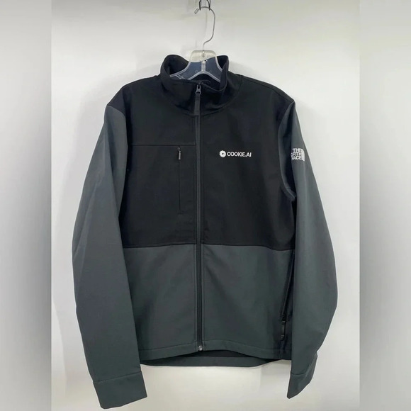 THE NORTH FACE Black/Gray Softshell Mens Jacket Medium Company LOGO - Picture 1 of 9